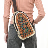 American Darling Sling Beautifully Hand Tooled Hair On Genuine Leather Women Bag Western Handbag Purse |