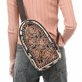 American Darling Sling Beautifully Hand Tooled Hair On Genuine Leather Women Bag Western Handbag Purse |