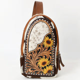 American Darling Sling Beautifully Hand Tooled Hair On Genuine Leather Women Bag Western Handbag Purse |