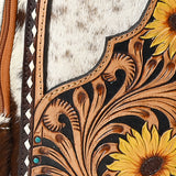 American Darling Sling Beautifully Hand Tooled Hair On Genuine Leather Women Bag Western Handbag Purse |