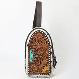 American Darling Sling Beautifully Hand Tooled Hair On Genuine Leather Women Bag Western Handbag Purse |