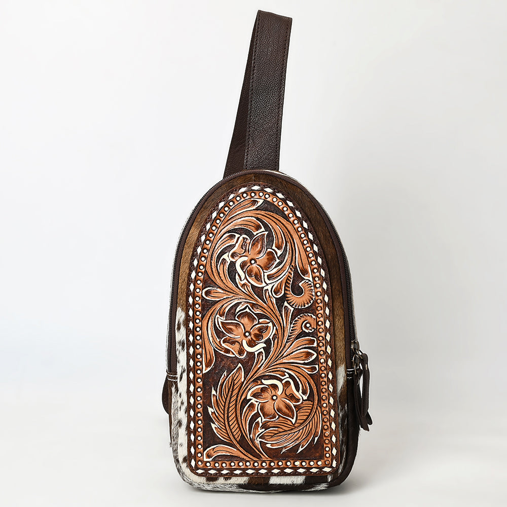 American Darling Sling Beautifully Hand Tooled Hair On Genuine Leather Women Bag Western Handbag Purse |