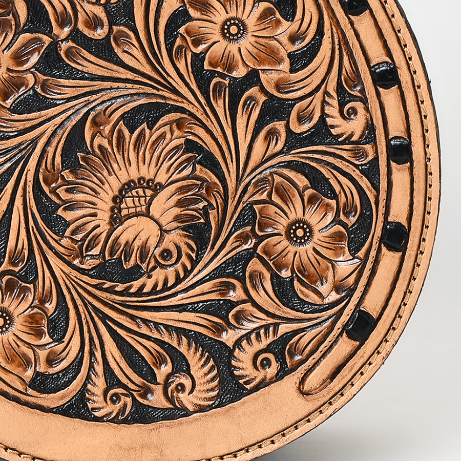 American Darling Canteen Bag - Hand Tooled Floral Carved, Eco-Friendly Vegetable Tanned Genuine Leather, Western Style