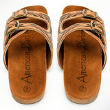 American Darling ADFTE103 Hand tooled carved genuine leather sandal footwear flip flop