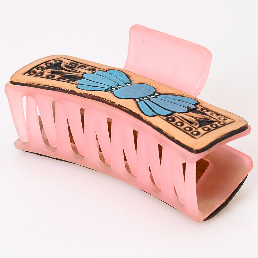 American Darling Beautifully Hand Tooled Women Ladies Hair Band Clip Clutcher Gift For Girls | Genuine Leather Claw Western