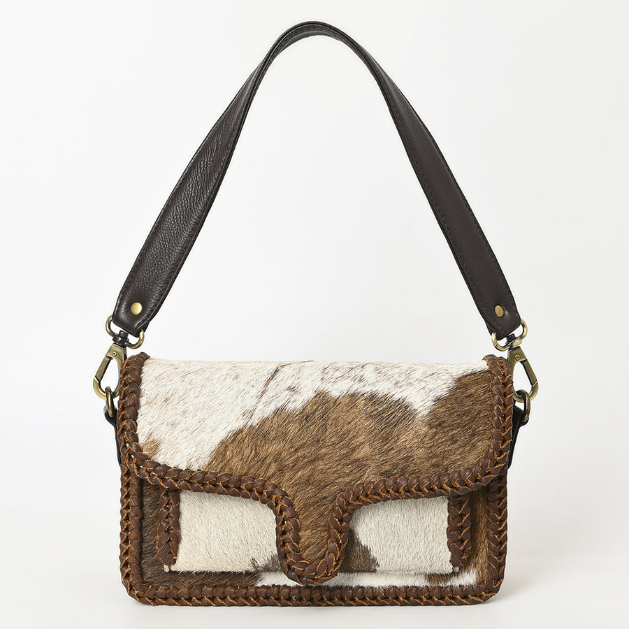American Darling Shoulder Bag Western Hair-On Cowhide Genuine Leather Handcrafted Purse with Braided Trim and YKK Zipper