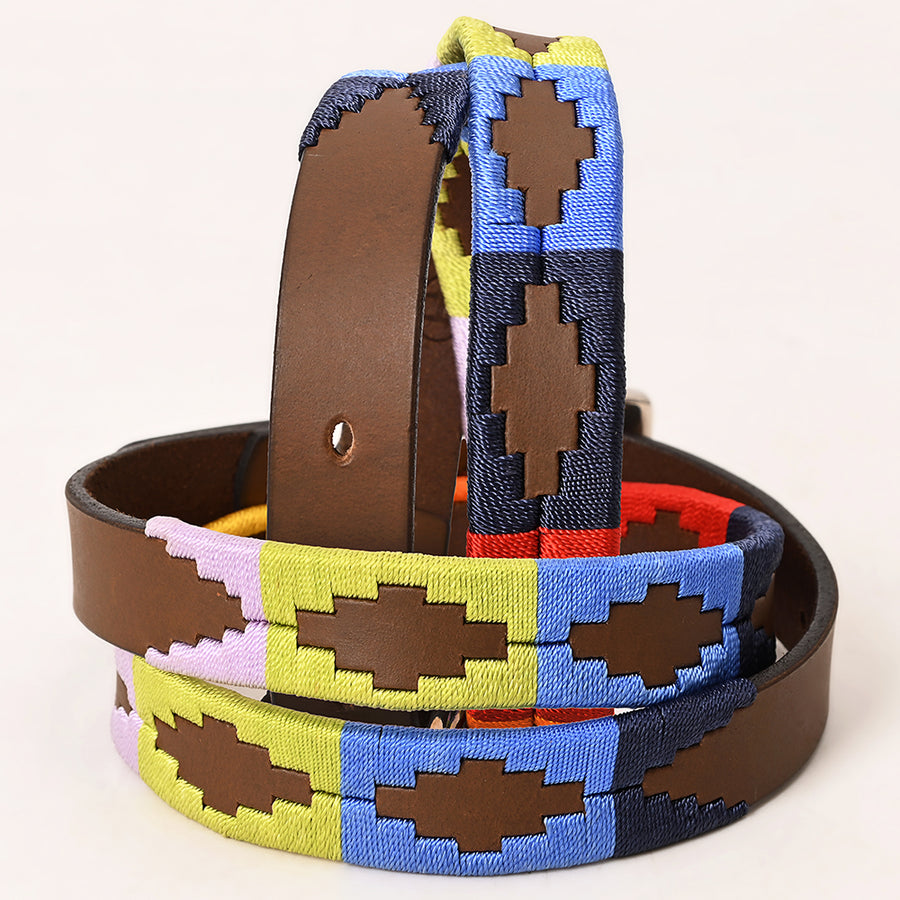 BAR H EQUINE Kids Beautiful Western Brown Leather Embroidered Belt