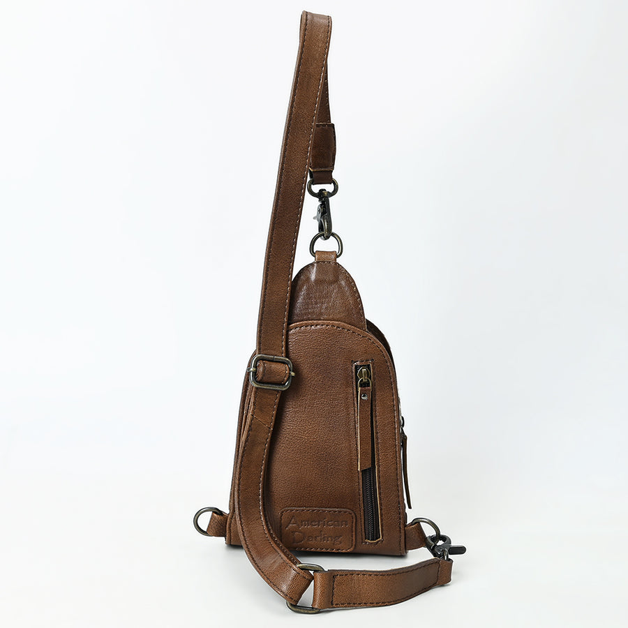 American Darling Sling Beautifully Hand Tooled Hair-On Genuine Leather women bag western handbag purse | Fanny Pack for