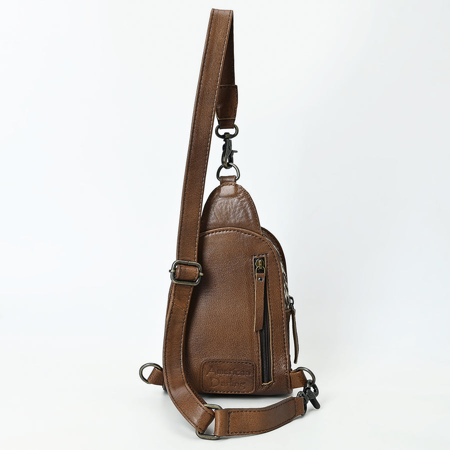 American Darling Sling Beautifully Hand Tooled Hair-On Genuine Leather women bag western handbag purse | Fanny Pack for