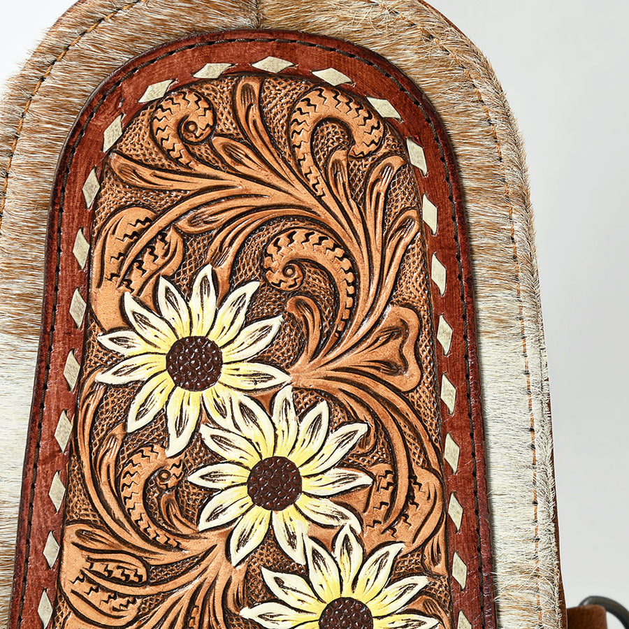 American Darling Sling Beautifully Hand Tooled Hair-On Genuine Leather women bag western handbag purse | Fanny Pack for