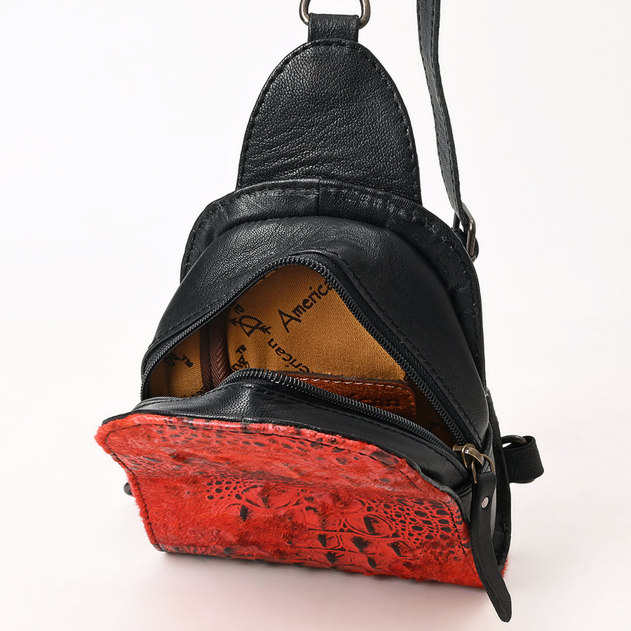 American Darling Sling Hair-On Crocodile Embossed Genuine Leather Women Bag Western Handbag Purse |Sling | for