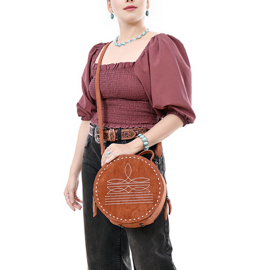 American Darling Genuine Suede Leather Women Canteen Bag Western Handbag Purse | Travel Clutch