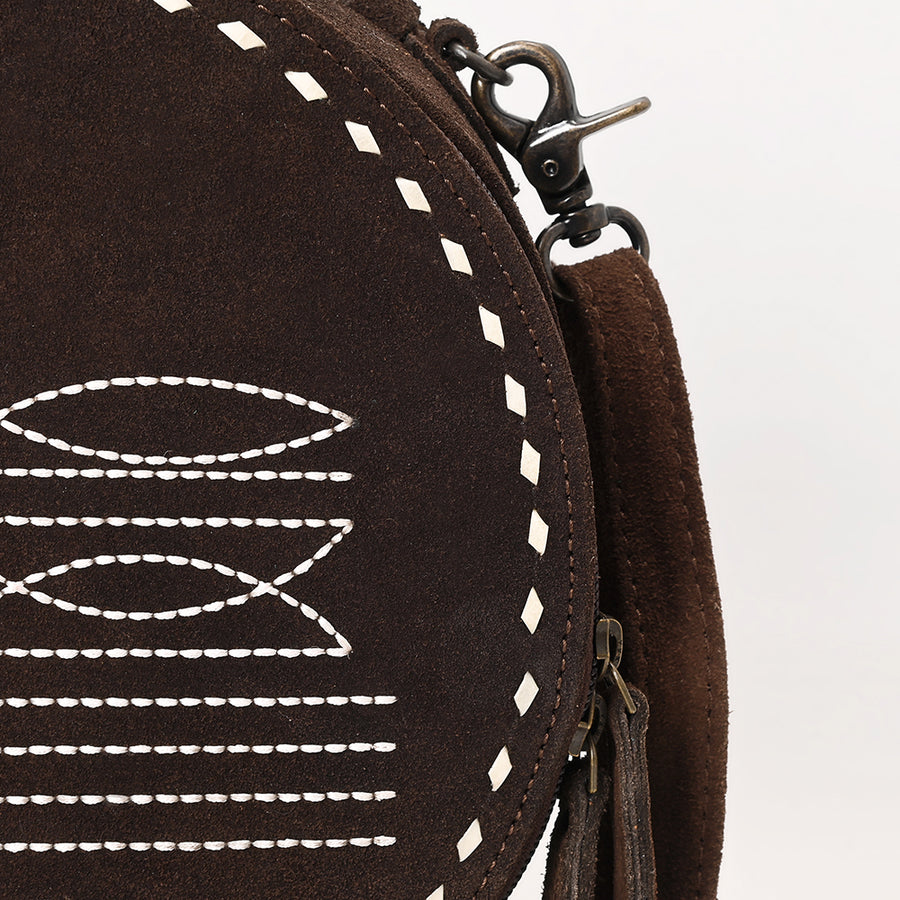American Darling Genuine Suede Leather Women Canteen Bag Western Handbag Purse | Travel Clutch