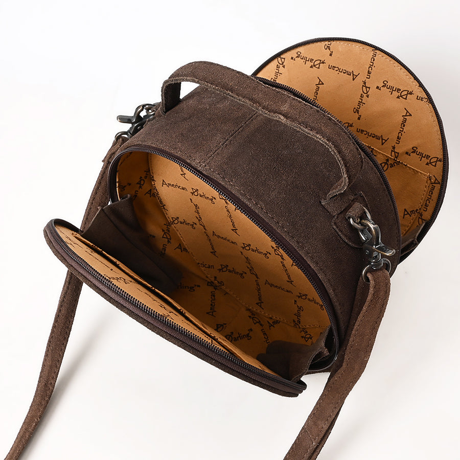 American Darling Genuine Suede Leather Women Canteen Bag Western Handbag Purse | Travel Clutch