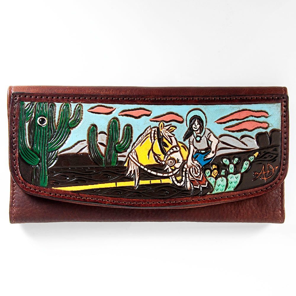 American Darling Wallet Hand Tooled Genuine Leather Western Women Bag | Handbag Purse Wristlet Travel Clutch