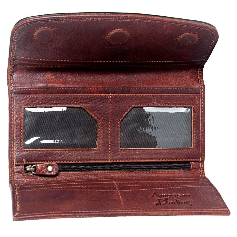 American Darling Wallet Hand Tooled Genuine Leather Western Women Bag | Handbag Purse Wristlet Travel Clutch