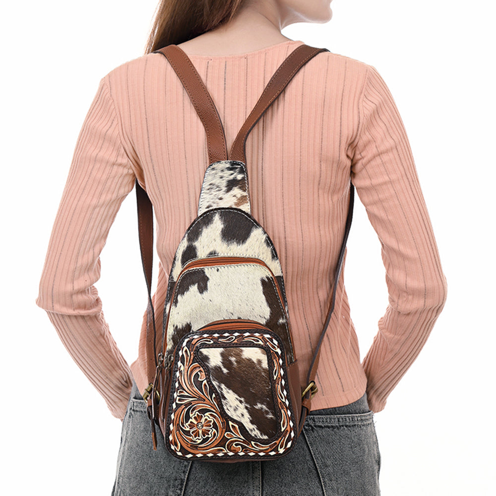 American Darling Sling Hand Tooled Hair-On Genuine Leather Women Bag Western Handbag Purse |