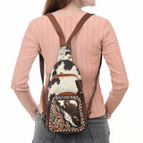 American Darling Sling Hand Tooled Hair-On Genuine Leather Women Bag Western Handbag Purse |