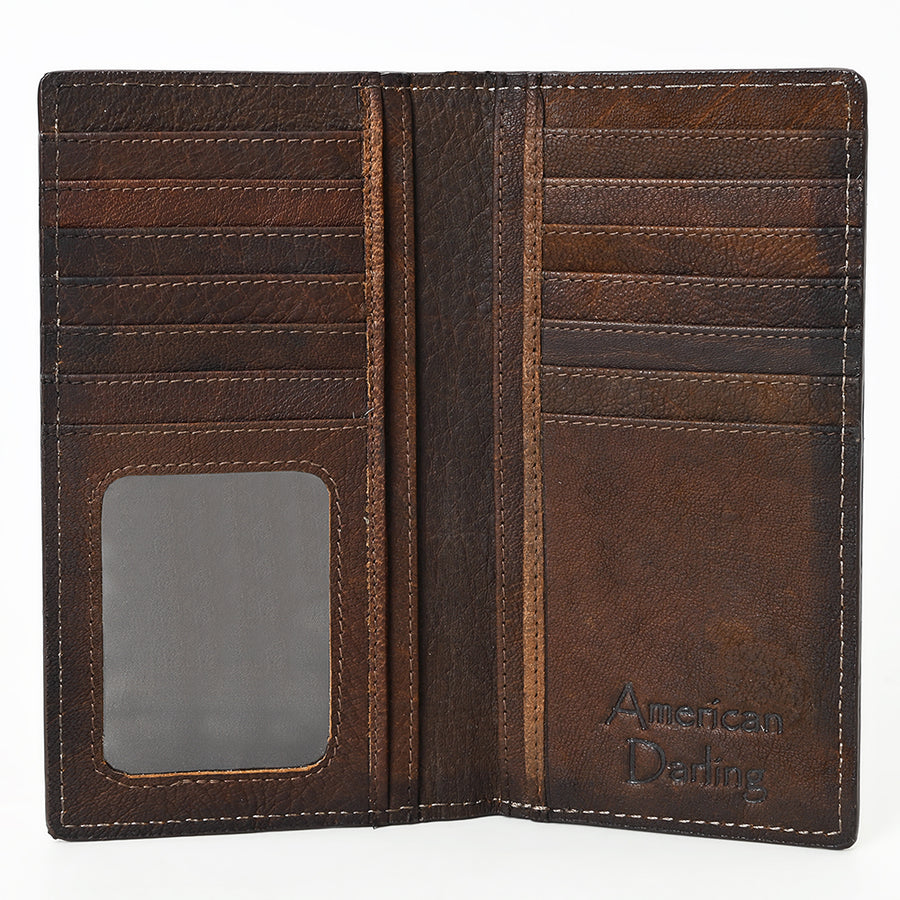 American Darling Wallet Western Genuine Leather Handcrafted Tall Checkbook Pocket Wallet with Multi Card Slots