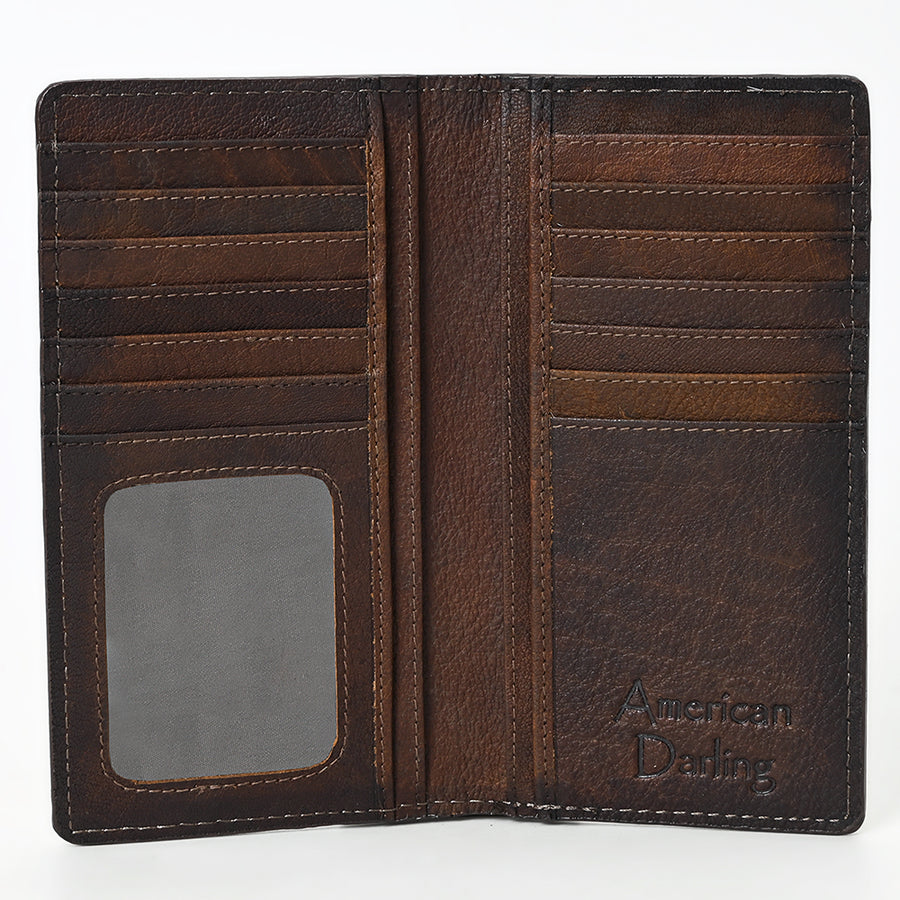 American Darling Wallet Western Genuine Leather Handcrafted Tall Checkbook Pocket Wallet with Multi Card Slots
