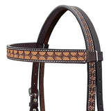 BAR H EQUINE Western Handtooled Leather Horse Headstall & Breast Collar Set