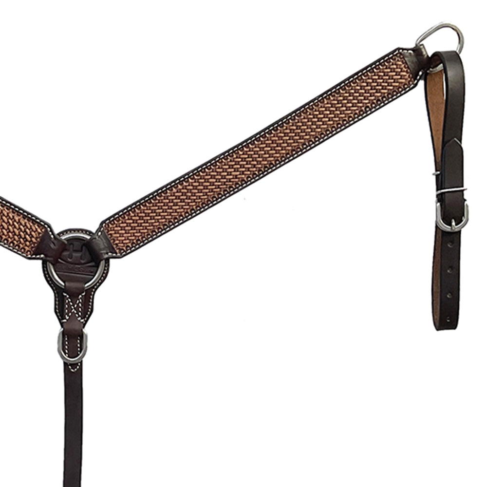 BAR H EQUINE Western Handtooled Leather Horse Headstall & Breast Collar Set