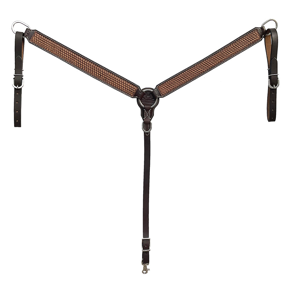 BAR H EQUINE Western Handtooled Leather Horse Headstall & Breast Collar Set