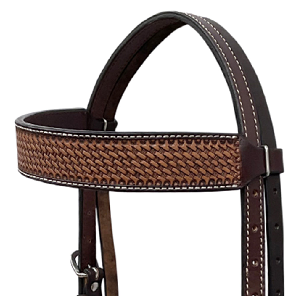 BAR H EQUINE Western Handtooled Leather Horse Headstall & Breast Collar Set