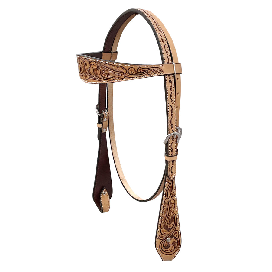 BAR H EQUINE Western Handtooled Genuine Leather Horse Headstall Tack - Uhorse
