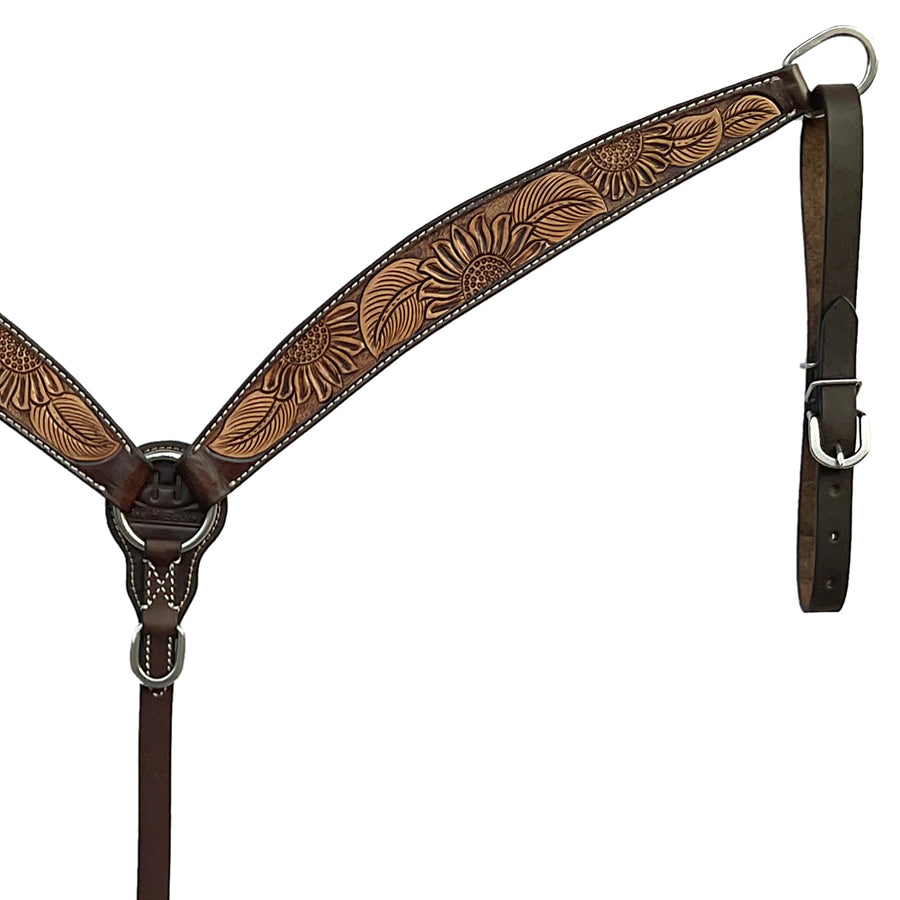 BAR H EQUINE Western Handtooled Leather Horse Headstall & Breast Collar Set | Tack
