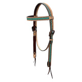 BAR H EQUINE Western Handtooled Leather Horse Headstall & Breast Collar Set