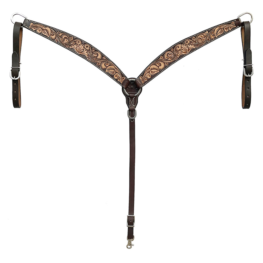 BAR H EQUINE Western Handtooled Leather Horse Breast Collar Tack - Uhorse