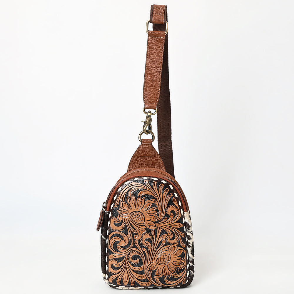 American Darling Sling Beautifully Hand Tooled Hair-On Genuine Leather Women Bag Western Handbag Purse |