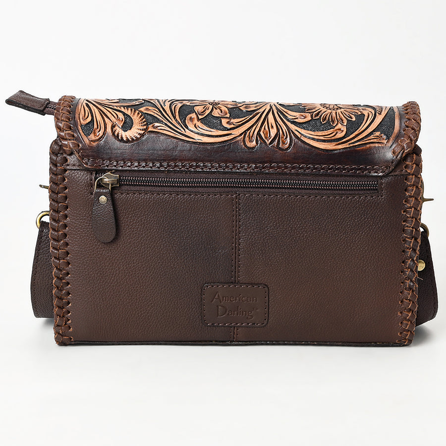 American Darling Small Cross body Bag - Hand Tooled Floral Carved, Eco-Friendly Vegetable Tanned Genuine Leather, Western Style