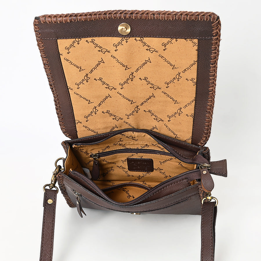 American Darling Small Cross body Bag - Hand Tooled Floral Carved, Eco-Friendly Vegetable Tanned Genuine Leather, Western Style
