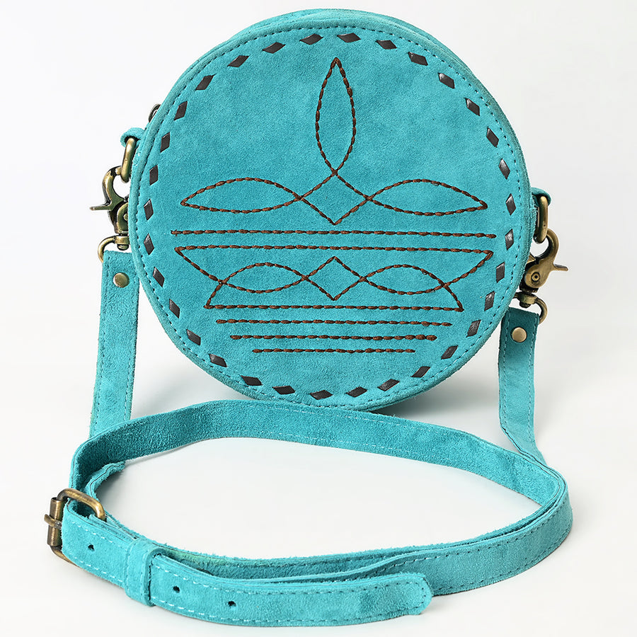 American Darling Boot Stitched Vegetable-Tanned Full Grain Genuine Suede Leather Canteen Bag with YKK Zipper