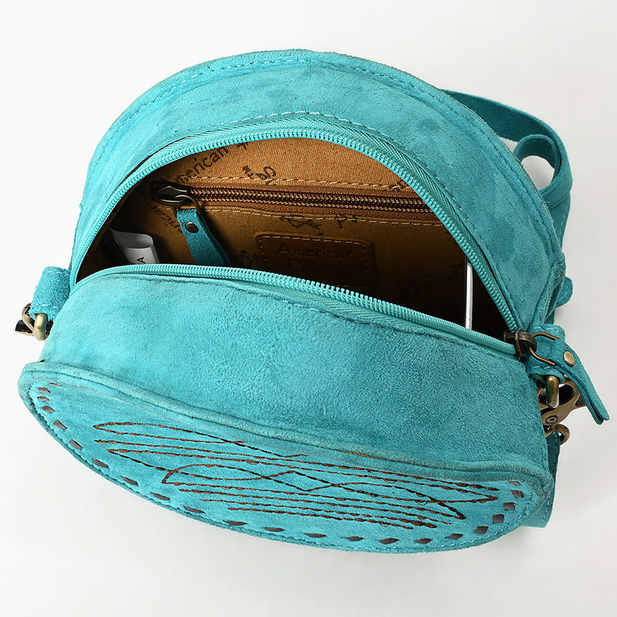 American Darling Boot Stitched Vegetable-Tanned Full Grain Genuine Suede Leather Canteen Bag with YKK Zipper