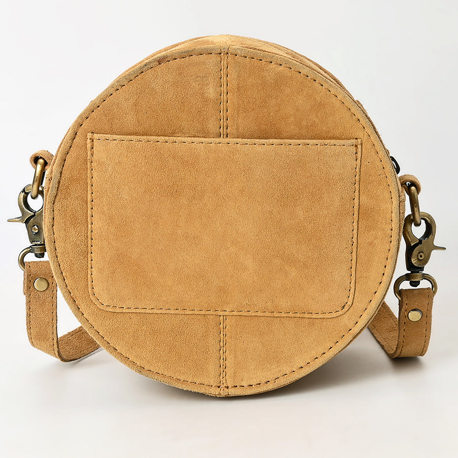 American Darling Boot Stitched Vegetable-Tanned Full Grain Genuine Suede Leather Canteen Bag with YKK Zipper