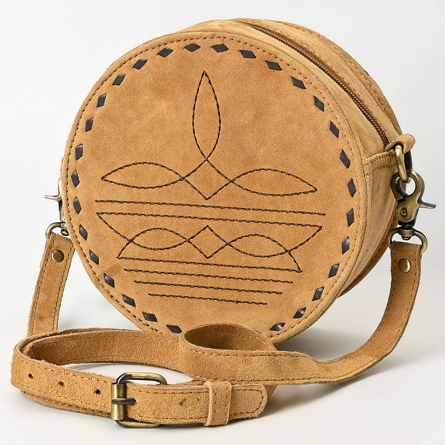American Darling Boot Stitched Genuine Suede Leather Canteen Bag - Uhorse