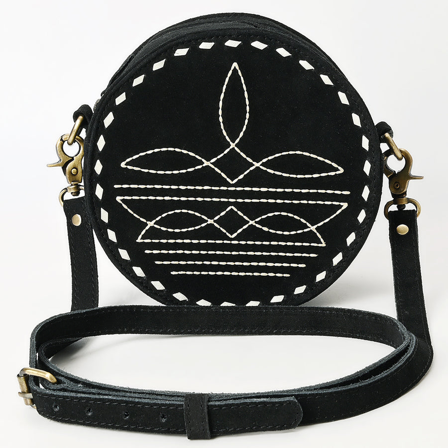 American Darling Boot Stitched Vegetable-Tanned Full Grain Genuine Suede Leather Canteen Bag with YKK Zipper