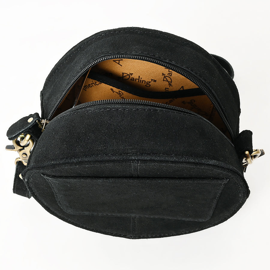 American Darling Boot Stitched Vegetable-Tanned Full Grain Genuine Suede Leather Canteen Bag with YKK Zipper