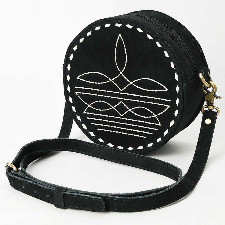 American Darling Boot Stitched Genuine Suede Leather Canteen Bag - Uhorse
