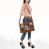 American Darling Duffel Hand Tooled Hair On Genuine Leather Women Bag Western Handbag Purse |