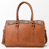 American Darling Duffel Hand Tooled Hair On Genuine Leather Women Bag Western Handbag Purse |
