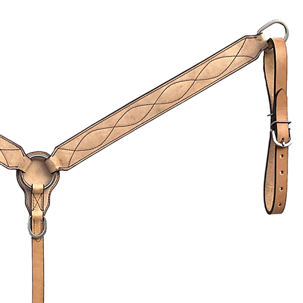 BAR H EQUINE Western Handtooled Leather Horse Headstall & Breast Collar Set