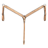 BAR H EQUINE Western Handtooled Leather Horse Headstall & Breast Collar Set