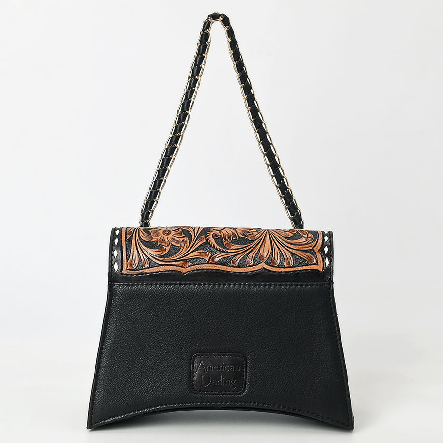 American Darling Western Leather Cross body Bag - Eco-Friendly Vegetable Tanned Full Grain Leather Hand Tooled Floral Carved Purse