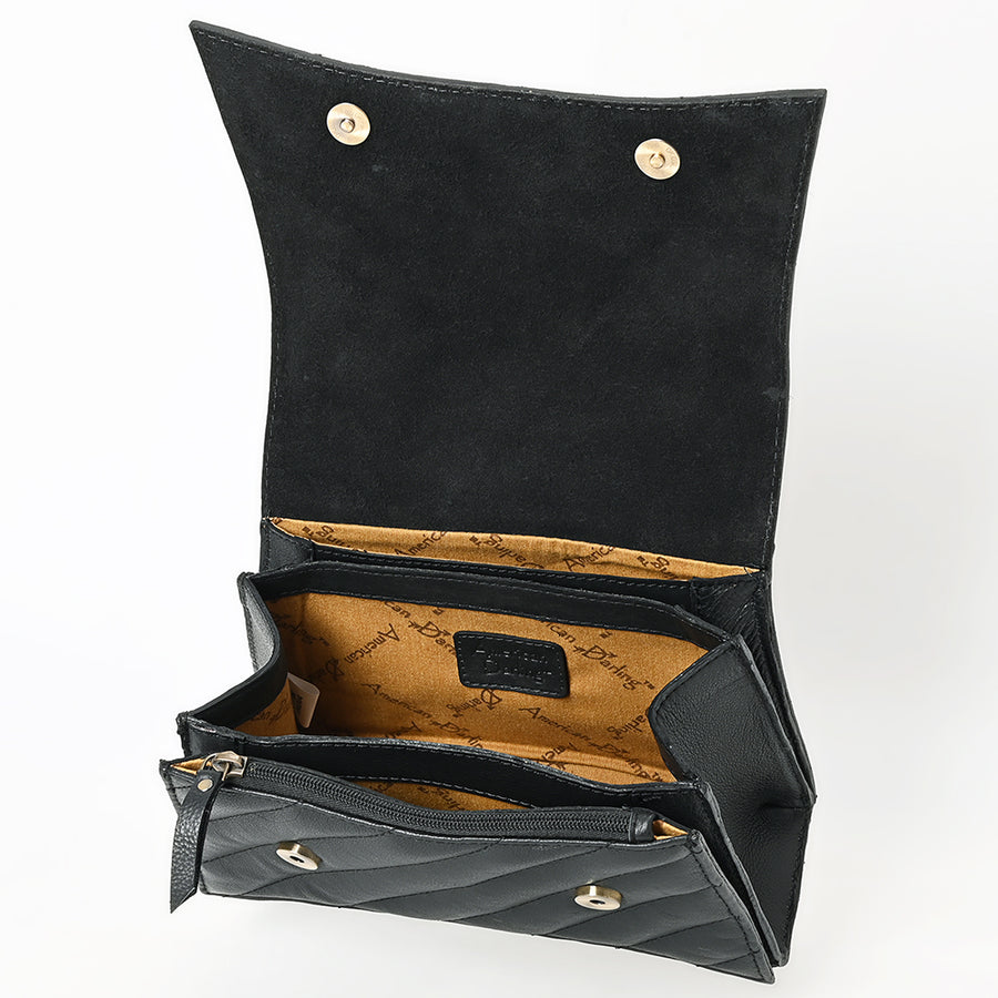 American Darling Western Leather Cross body Bag - Eco-Friendly Vegetable Tanned Full Grain Leather Hand Tooled Floral Carved Purse