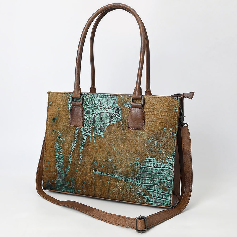 American Darling Western Genuine Leather Crocodile Embossed Tote Bag - Uhorse