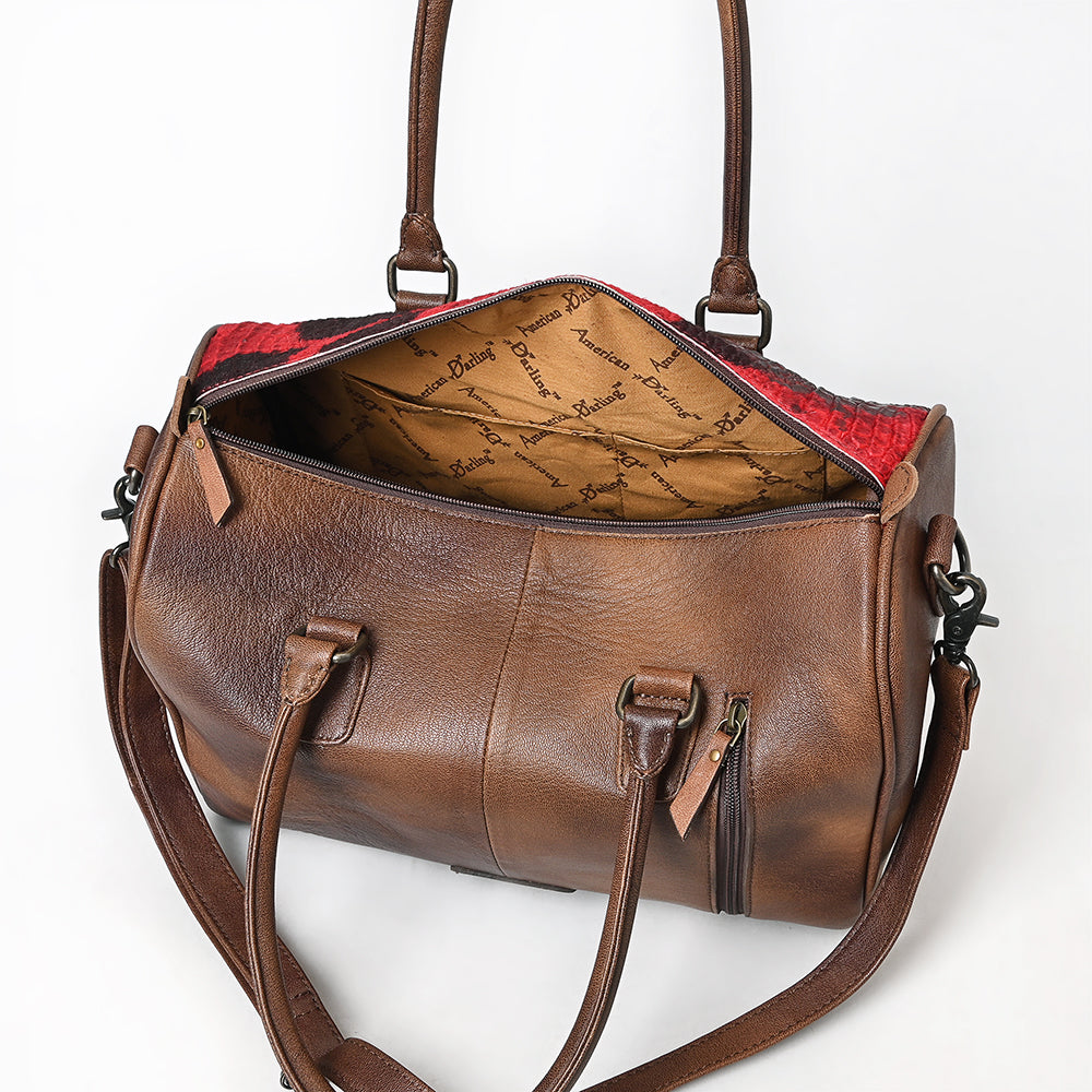 American Darling Adbg1562A Duffel Crocodile Embossed Genuine Leather Women Bag Western Handbag Purse